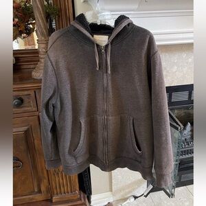 Fleece lined sherpa hoodie vintage jacket